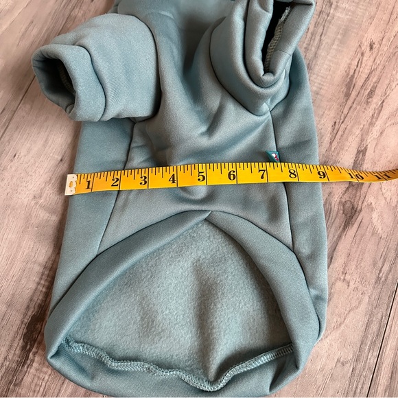 Dog one piece turquoise fleece hoodie.
Size small - Petcircle - Picture 10 of 10
